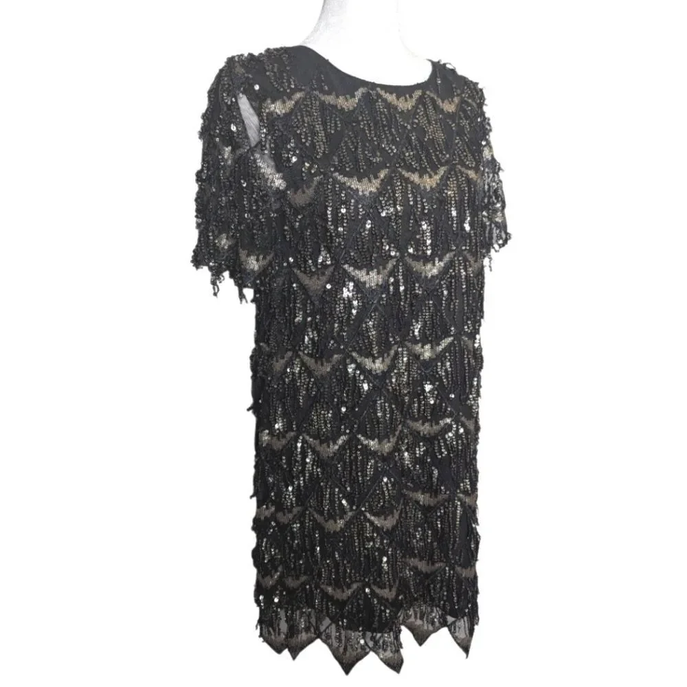 Endless Rose Black & Silver Sequin Fringe Ultra Mini Party Dress Womens S - Picture 4 of 7